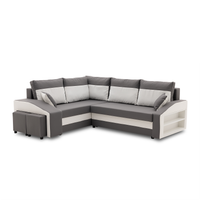 Narożnik, lewy, półka, pufy w lewym, LUSSO, 254cm, biały | TYLETEGOTU