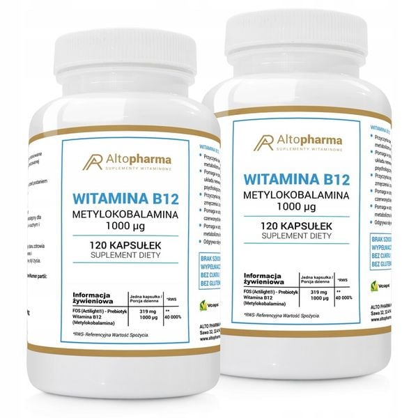 WITAMINA B12 METYLOKOBOLAMINA 1000µg WEGE 2x120kap zdjęcie 1