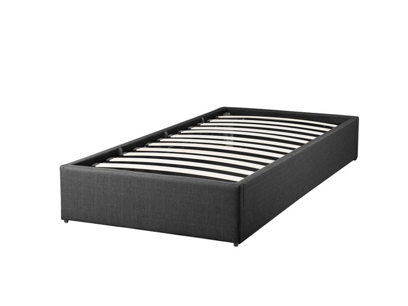 Łóżko z pojemnikiem tapicerowane 90 x 200 cm szare DINAN zdjęcie 7