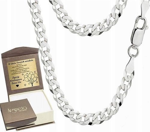 ŁAŃCUSZEK SREBRNY MĘSKI 925 NASZYJNIK PANCERKA SREBRO PEŁNE 5mm Grawer na Arena.pl