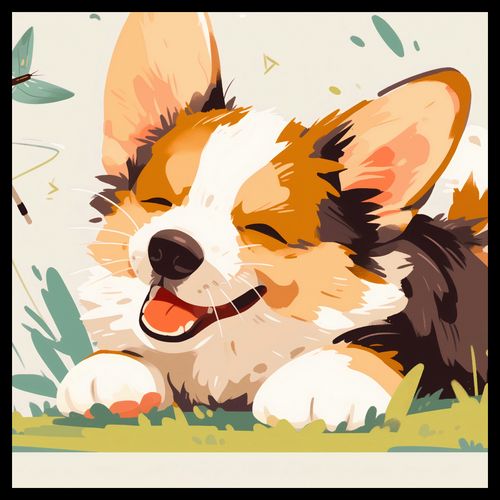Plakat 60x60cm Beztroski Corgi na Arena.pl