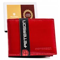 PETERSON portfel damski skórzany na karty mały RFID