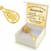 POZŁACANA Grzechotka 925 PAMIĄTKA PREZENT na Chrzest GRAWER