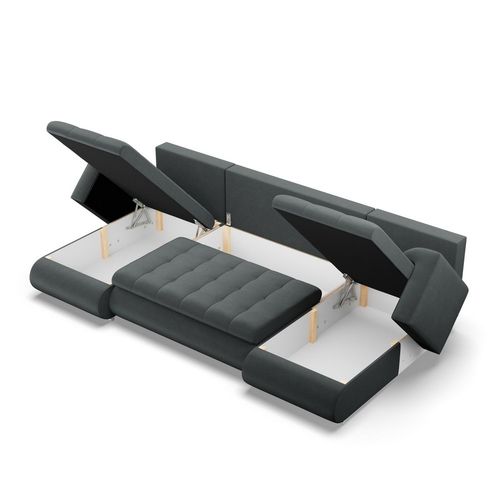 Narożnik U, z leżankami, BOSCO, velvet, 302x159x89 cm, szary | TYLETEGOTU na Arena.pl