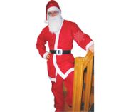 Strój świętego Mikołaja- czapka, broda, bluza, spodnie, pasek