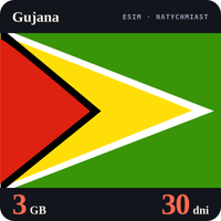 Karta eSIM Internet Gujana 3 GB na 30 dni - bez rejestracji