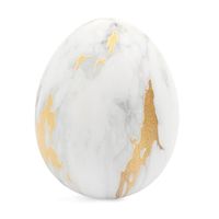 JAJKO WIELKANOCNE DUŻE JAJKO CERAMICZNE BIAŁE ZŁOTE MARMUROWE FIGURKA 8cm