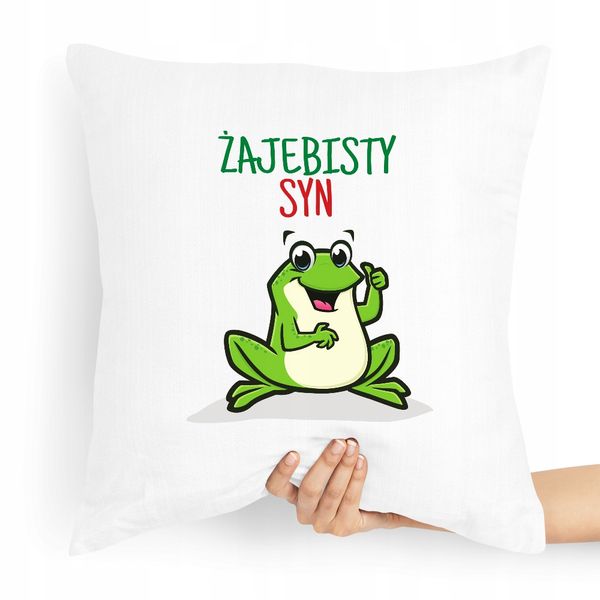 Poduszka Prezent Dla Syna Syneczka Żajebisty Syn Z Nadrukiem Ze Zdjęciem zdjęcie 1