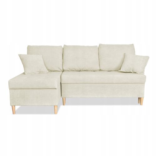 Narożnik Wigo rozkładany z funkcją spania  welur beżowy na Arena.pl