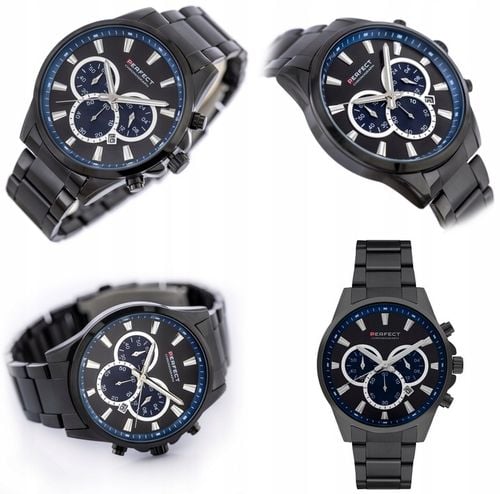 ZEGAREK MĘSKI PERFECT TONY +BOX +GRAWER złoty datownik cyfry czytelny na Arena.pl