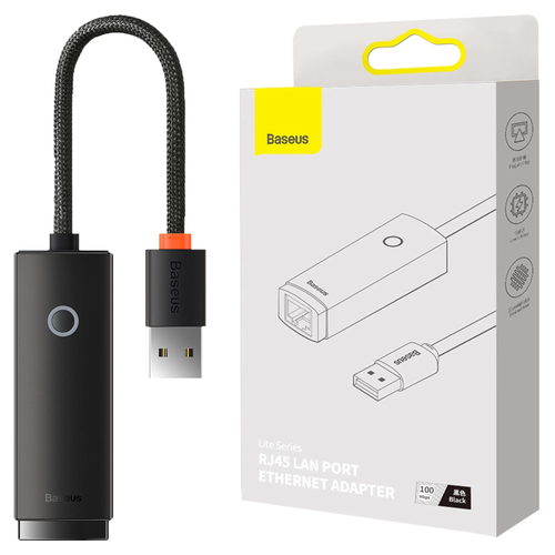 Adapter sieciowy Baseus Lite Series USB do RJ45, 100Mbps (czarny) na Arena.pl