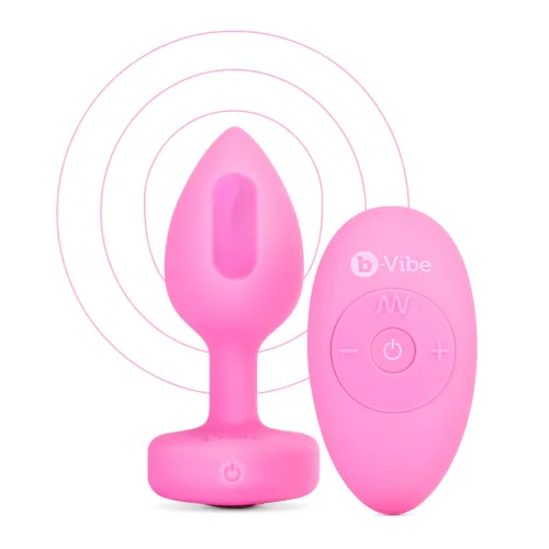 b-vibe heart plug s/m pink - silikonowy model z pilotem 15 trybow na Arena.pl