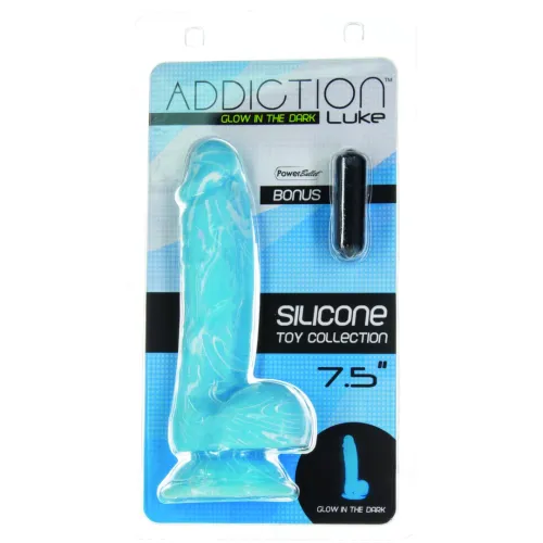 addiction luke glow in the dark blue 19 cm - model silikonowy z przyssawką na Arena.pl