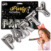 balon foliowy ogromny napis party srebrny urodziny sylwester wysokość 40 cm