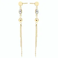 DŁUGIE WISZĄCE POZŁACANE SREBRNE KOLCZYKI CHWOSTY ŁEZKI BIAŁE CYRKONIE