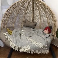 Koc Z Wełny Nowozelandzkiej Plecionka - Szary