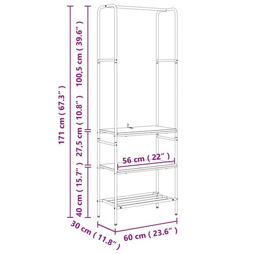 Wieszak na ubrania z półkami Czarny dąb 60 x 30 x 171 cm na Arena.pl