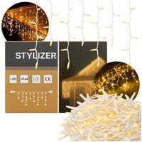 LAMPKI ZEWNĘTRZNE Sople KURTYNA Girlanda 500 LED Ciepły biały + FLASH