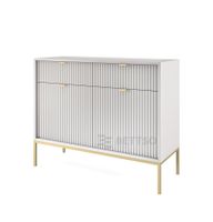 Szara komoda dwudrzwiowa z szufladami Nova KSZ-104 złoty stelaż