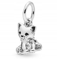 Zawieszka SREBRO 925 Charms Koralik Kotek