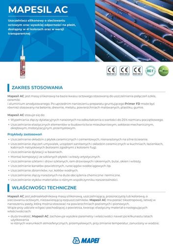 Silikon sanitarny Mapesil AC Mapei kolor 100 biały 310 ml na Arena.pl