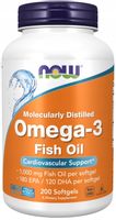 NOW FOODS OMEGA 3 1000 mg KWASY TŁUSZCZOWE DHA EPA 200 kaps wzrok serce