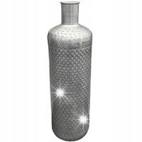 WYSOKI WAZON PODŁOGOWY BUTELKA 46cm metalowy srebrny wąski podłużny