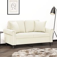 2-osobowa sofa z poduszkami, kremowa, 120 cm, aksamit