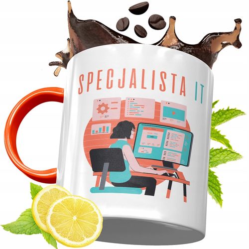 Kubek Pomarańczowy Dla Informatyka Programisty Z Nadrukiem Ze Zdjęciem na Arena.pl