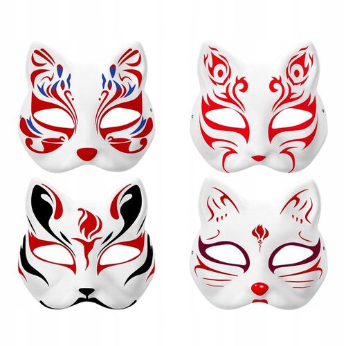 10× DIY PUSTE, RĘCZNIE MALOWANE MASKI MASKA KOT + 2× PĘDZLE + 12× FARBA na Arena.pl