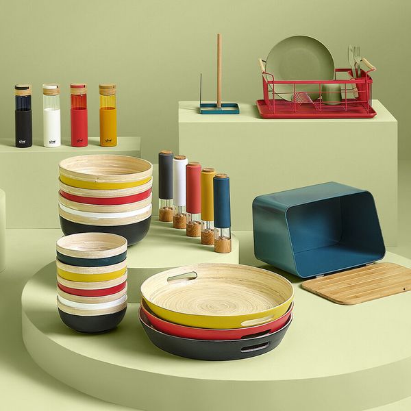 Taca Modern 42cm biała bambusowa zdjęcie 3