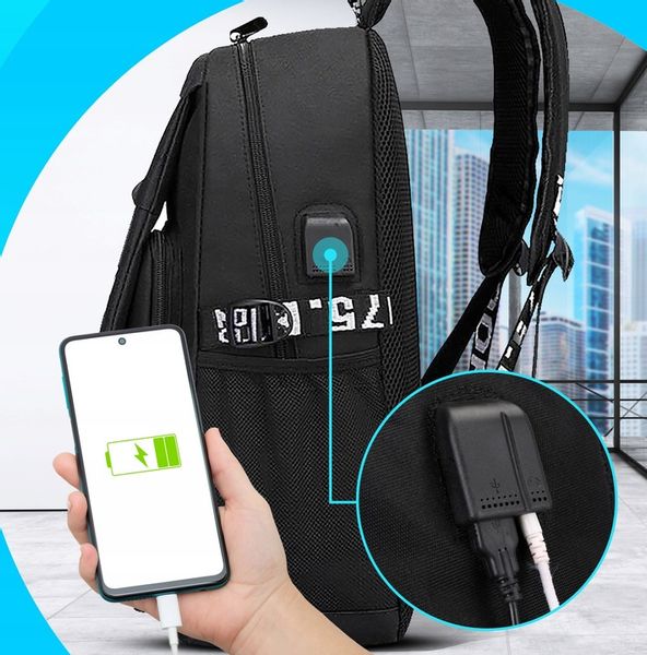 PLECAK SZKOLNY MŁODZIEŻOWY ŚWIECĄCY TORNISTER ODBLASKOWY USB TORBA PIÓRNIK zdjęcie 4