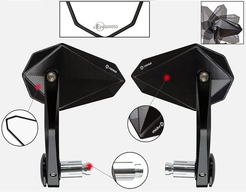 Lusterko motocyklowe FENRIR E24 CNC czarne na kierownicę POWYSTAWOWY na Arena.pl