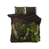 200x220 JUNGLE ART 2 taupe lux satyna bawełniana kpl