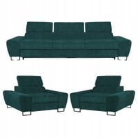 Zestaw mebli wypoczynkowych Savio Sofa 3os fotele zielone Family Meble