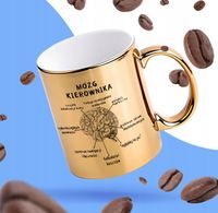 KUBEK ZŁOTY CERAMICZNY MÓZG KIEROWNIKA ŚMIESZNY PREZENT AWANS DLA SZEFA