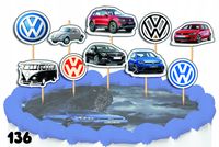 TOPPERY NA TORT OZDOBNE DEKORACJA ZESTAW - SAMOCHODY VOLKSWAGEN 10szt.