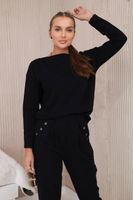 Komplet bawełniany z ozdobnymi napami czarny spodnie  i bluza