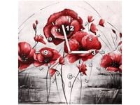 40X40CM ZEGAR CZERWONE MAKI OBRAZ