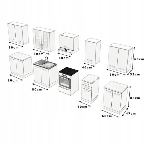 MEBLE KUCHENNE KUCHNIA ZESTAW SZAFKI MODUŁOWE BLAT JOLA 3,2M DĄB WOTAN na Arena.pl