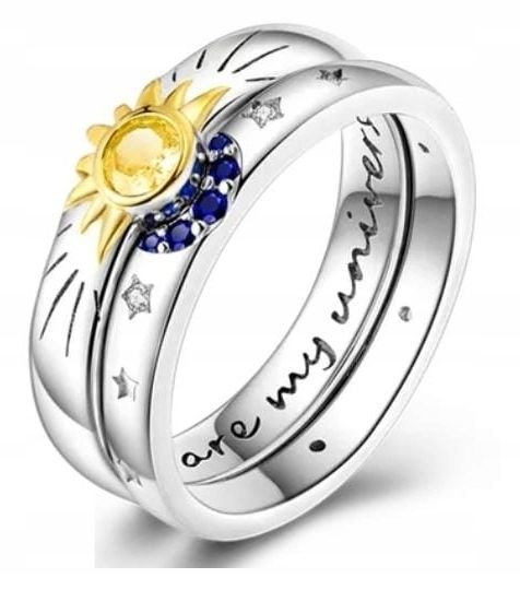 MD podwójny pierścionek słońce kamienie 16 | S925 zdjęcie 1