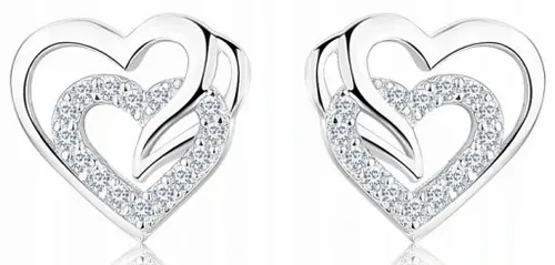 SREBRNE KOLCZYKI 925 WKRĘTKI SERCA DLA KOBIETY, KOLCZYKI SZTYFTY SREBRO 925 na Arena.pl