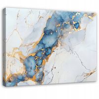 OBRAZ ABSTRAKCJA MARMUR ZŁOTO NIEBIESKI SYPIALNIA SALON NA PŁÓTNIE 100x70