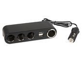 Rozgałęźnik Zapalniczki samochodowej 1xWTYK/4xGNIAZDO+USB CS-42 kabel