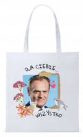 Donald Tusk Platforma Torba Eco Biała Shopper Z Nadrukiem Ze Zdjęciem