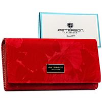 czerwony portfel damski ze skóry naturalnej i ekologicznej zamykany