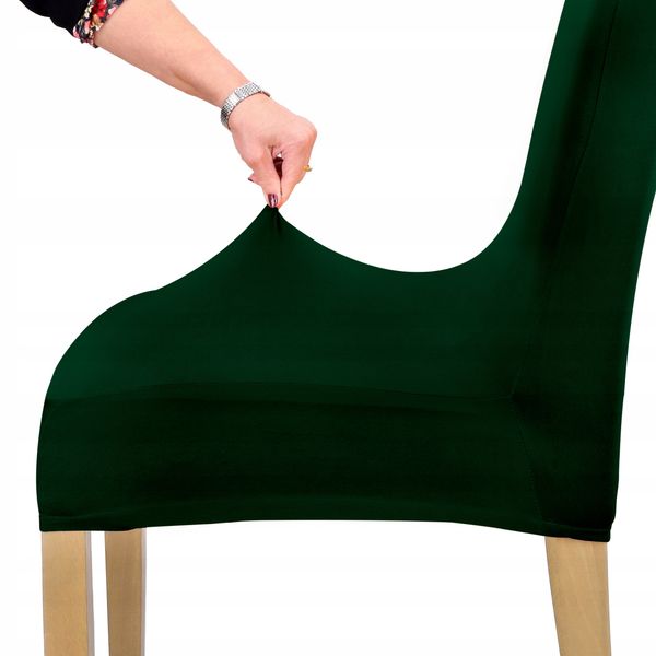 Pokrowiec Na Krzesło Butelkowa Zieleń Elastyczny zdjęcie 3