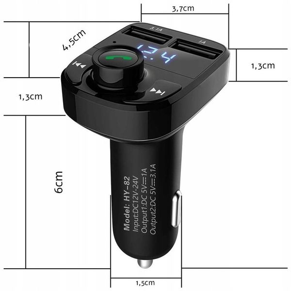 TRANSMITER ŁADOWARKA BLUETOOTH BT MP3 2xUSB 3.1 1A zdjęcie 2