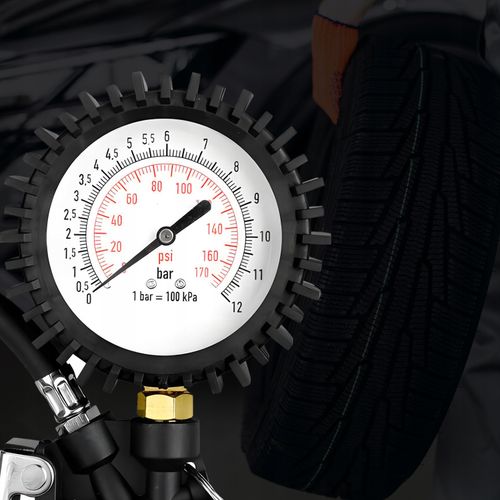 PISTOLET DO POMPOWANIA KÓŁ Z MANOMETREM 12 BAR ZAWÓR SPUSTOWY ZEGAR DUŻY XL na Arena.pl