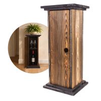 Rustykalna drewniana szafka barek ze schowkiem na butelki – dekoracyjny stojak w stylu vintage - Burned